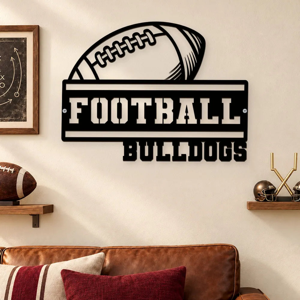 Personalized Shaped Metal Sign, Team Spirit Decor for Dad or Coach, Creative Gift for Football Memories