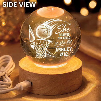 Basketball Globe Lamp, She Believed She Could Design, Personalized Creative Gift for Players and Coaches