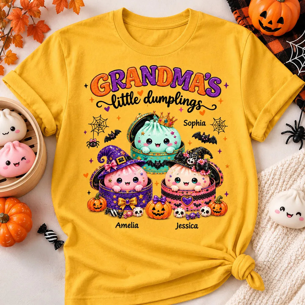 Personalized Grandma's Little Dumplings Classic Tee, Cute Halloween Illustration, Unique Gift for Grandma