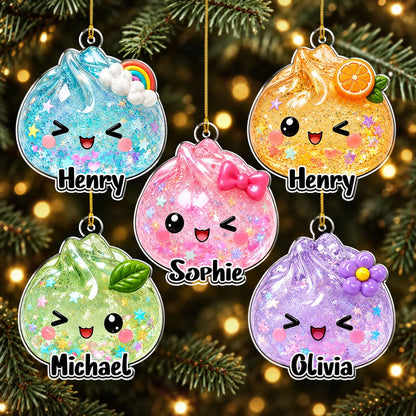 Personalized Cute Dumpling Acrylic Ornament, Colorful Christmas Tree Decor, Unique Gift for Family
