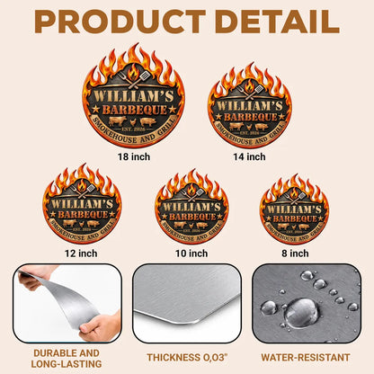 Personalized Shaped Metal Sign with Flaming Barbecue Design, Creative Gift for Grill Masters and Backyard Cooks
