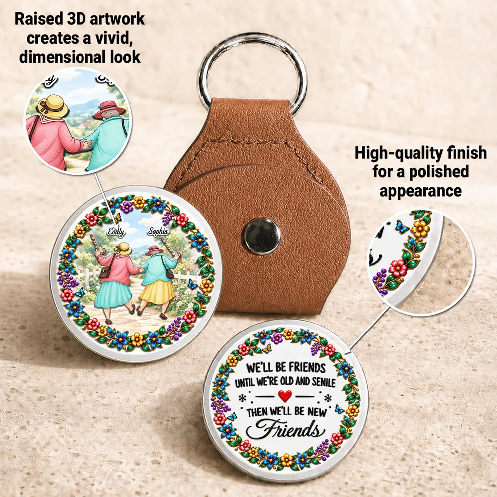 Personalized Pocket Hug, Colorful Floral Friends Walking Together, Unique Keepsake Gift for a Friend
