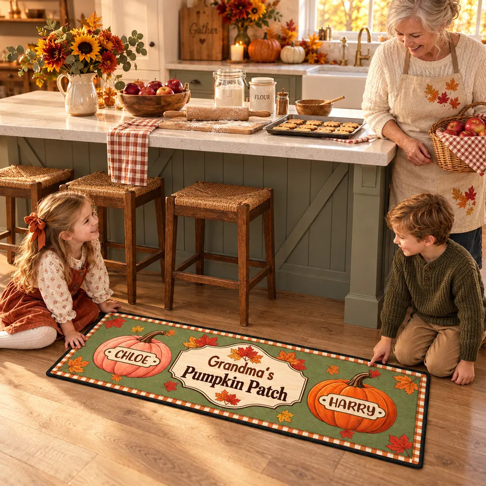 Grandma & Grandpa's Pumpkin Patch Standard Doormat, Personalized Creative Gift for a Warm Fall Entryway
