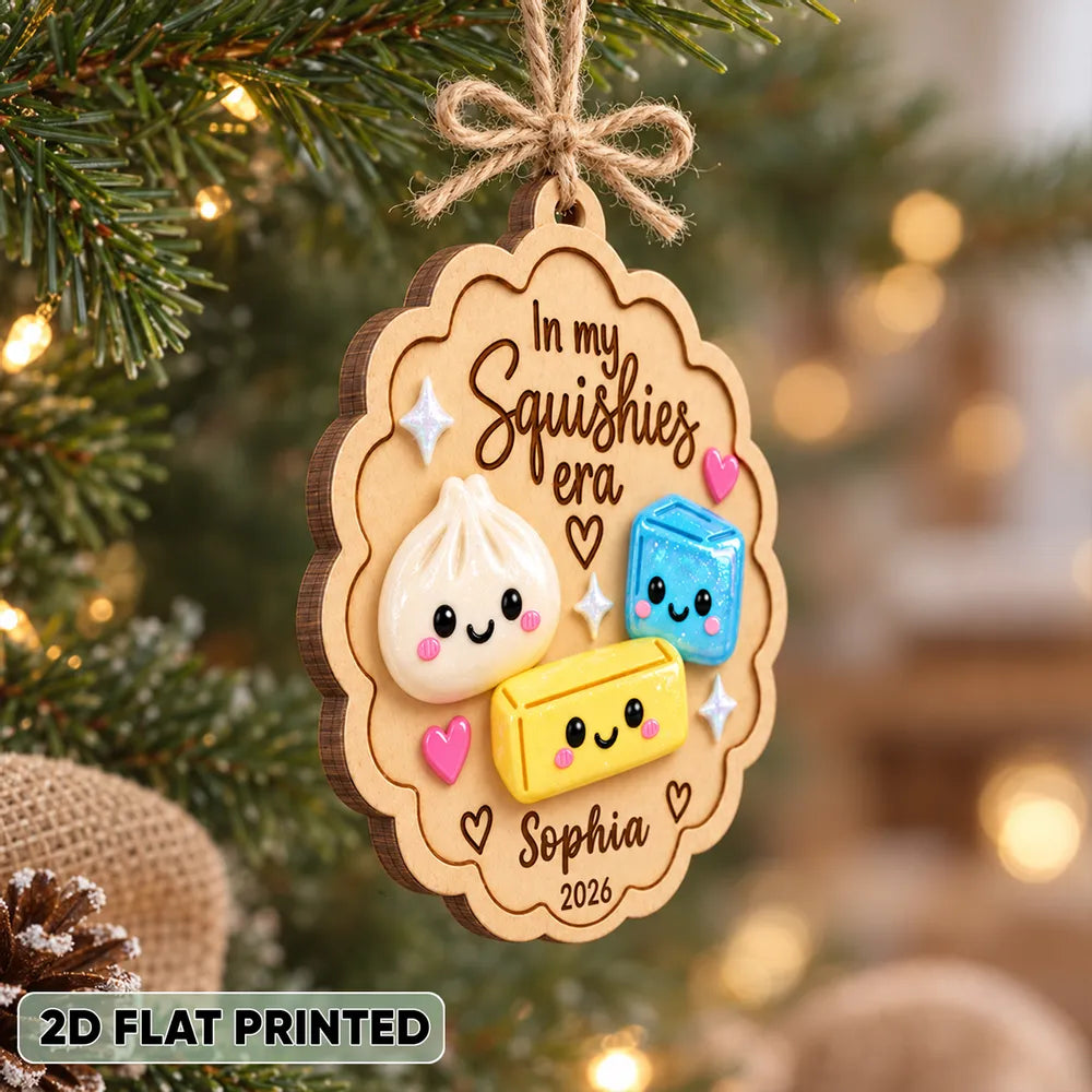 Personalized Wooden Ornament, Cute Squishy Characters for Christmas Tree, Unique Gift for Kids