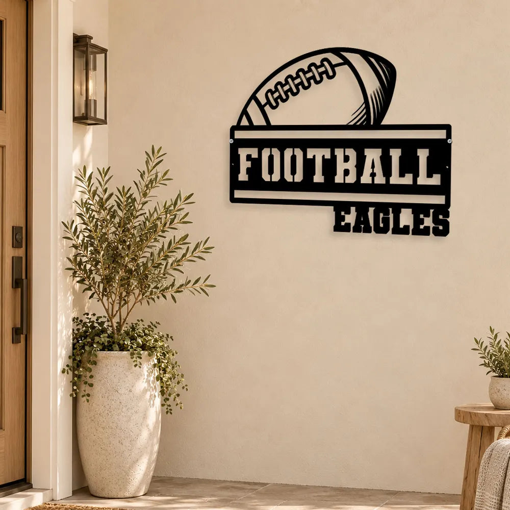 Personalized Shaped Metal Sign, Team Spirit Decor for Dad or Coach, Creative Gift for Football Memories