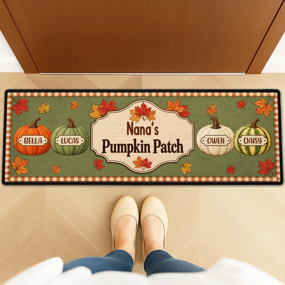 Grandma & Grandpa's Pumpkin Patch Standard Doormat, Personalized Creative Gift for a Warm Fall Entryway