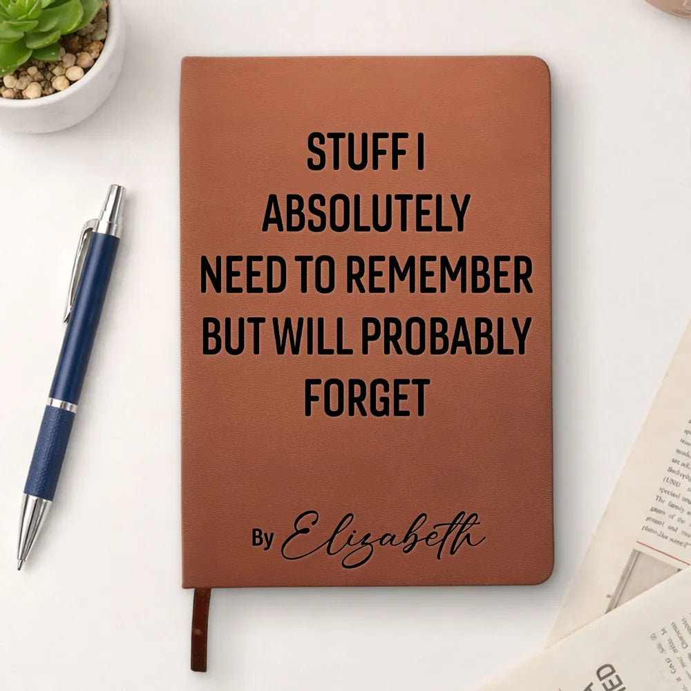 Personalized Leather Journal with Workplace Confession Quote, Bold Typography, Unique Gift for Coworker