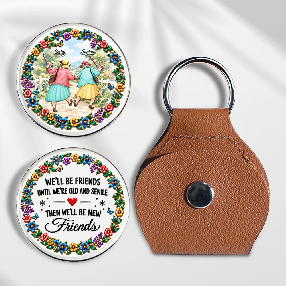 Personalized Pocket Hug, Colorful Floral Friends Walking Together, Unique Keepsake Gift for a Friend