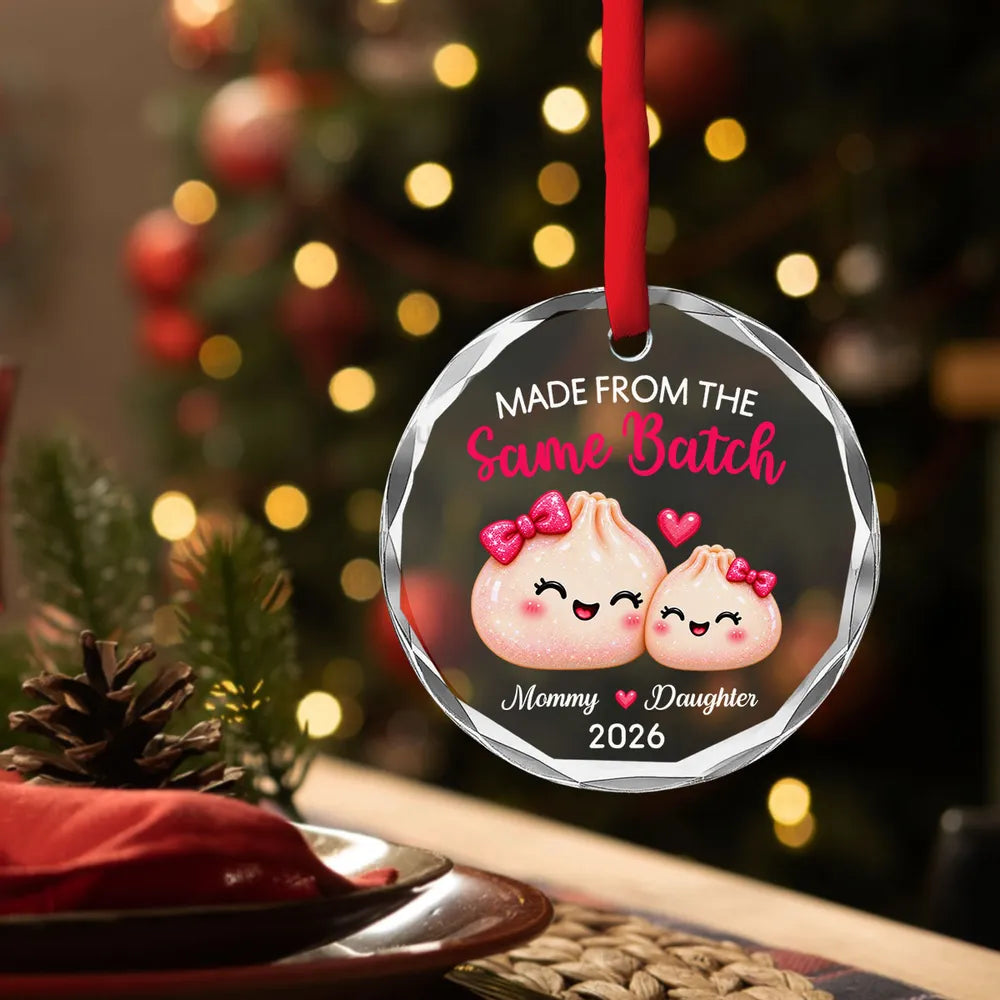 Personalized Crystal Ornament, Cute Mommy and Daughter Squishy Hunt Keepsake, Creative Family Gift