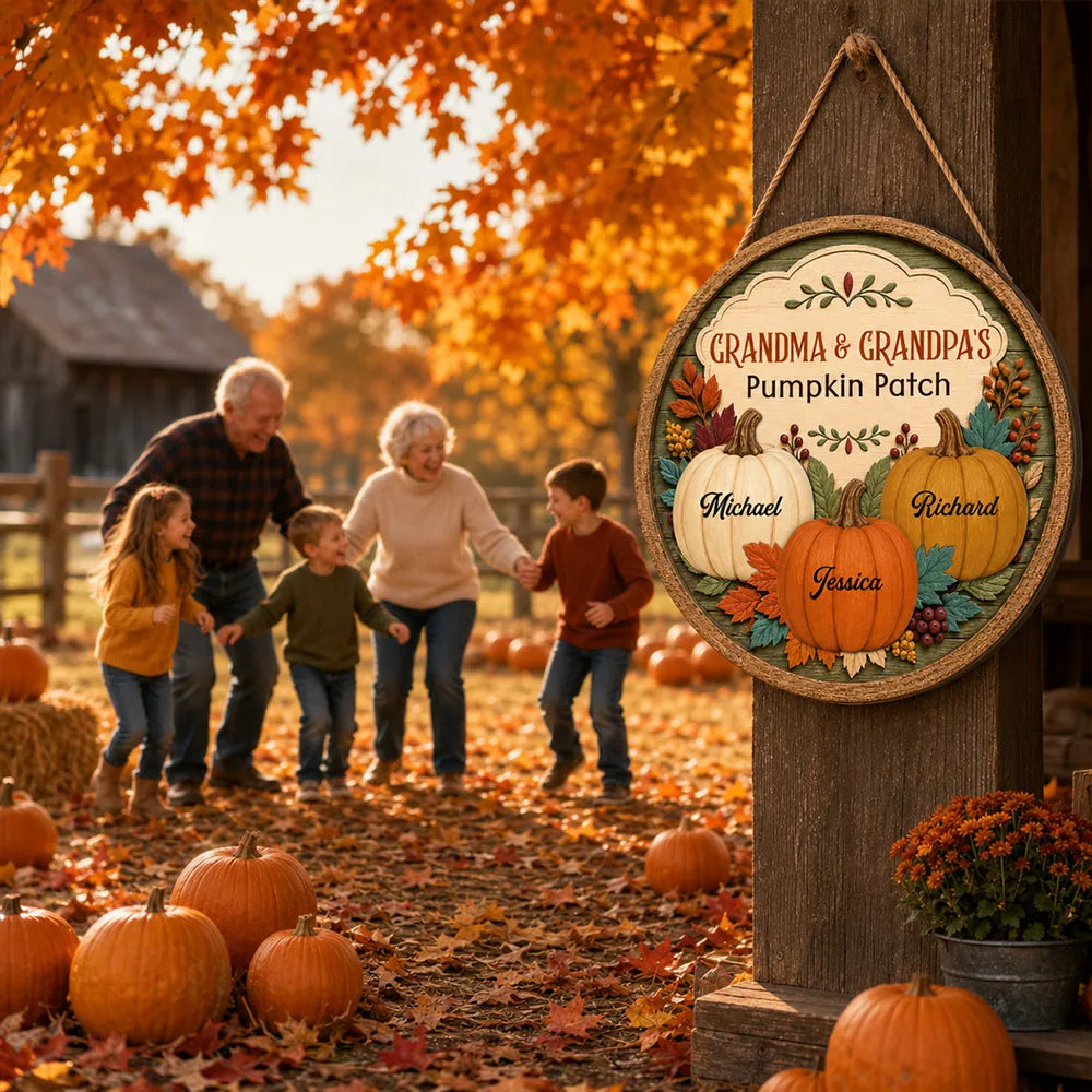 Personalized Wooden Sign, Grandma & Grandpa's Pumpkin Patch, Autumn Decor, Unique Gift for Grandparents