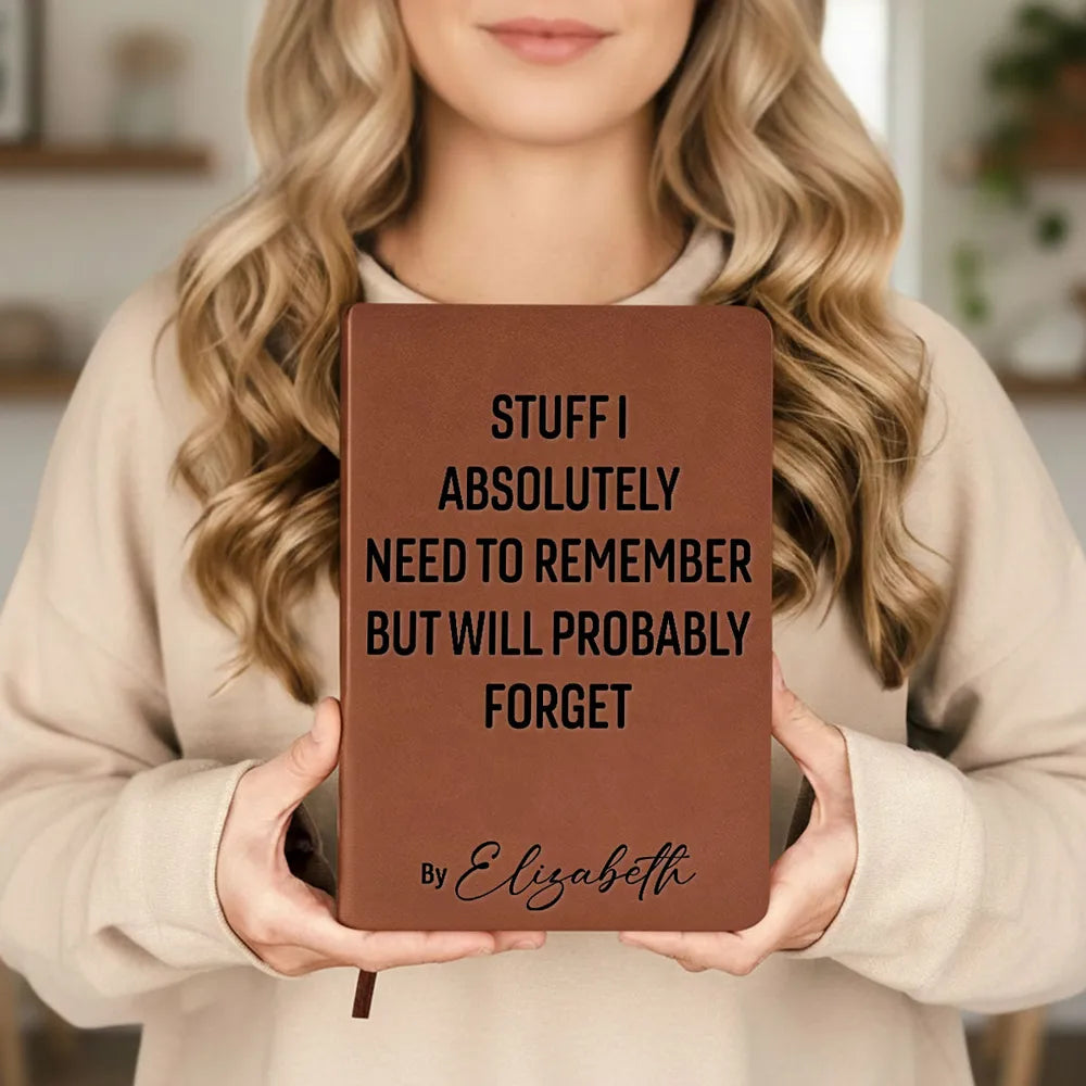 Personalized Leather Journal with Workplace Confession Quote, Bold Typography, Unique Gift for Coworker