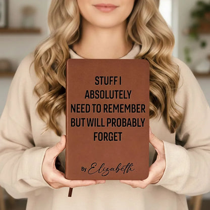 Personalized Leather Journal with Workplace Confession Quote, Bold Typography, Unique Gift for Coworker