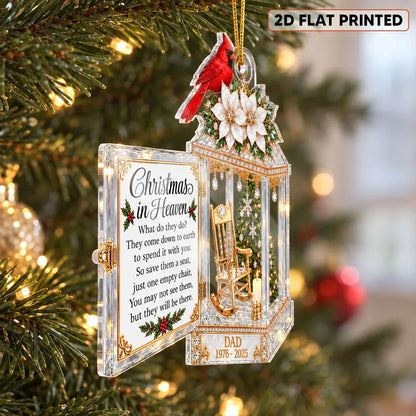 Christmas in Heaven Acrylic Ornament with Empty Chair, Personalized Creative Remembrance Gift for Family