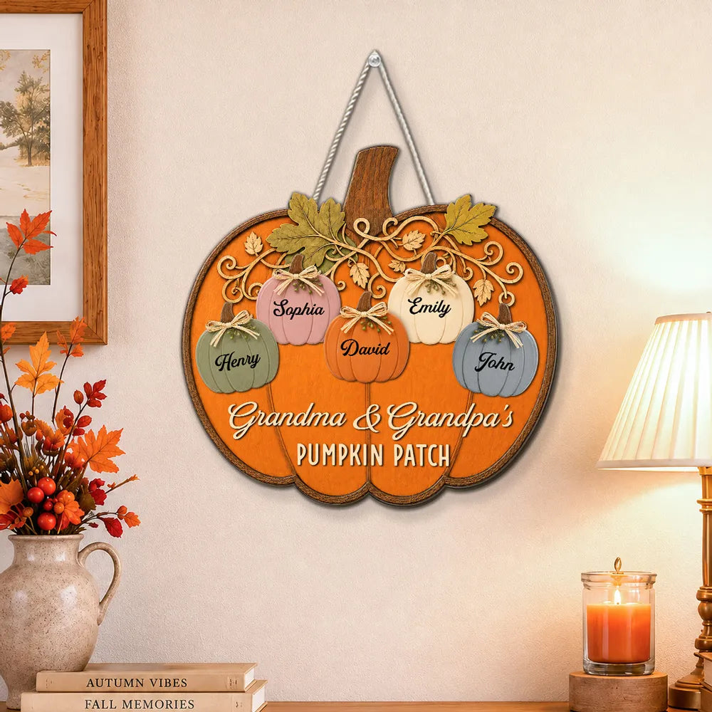 Personalized Wooden Sign, Grandma & Grandpa's Pumpkin Patch, Unique Autumn Gift for Grandparents