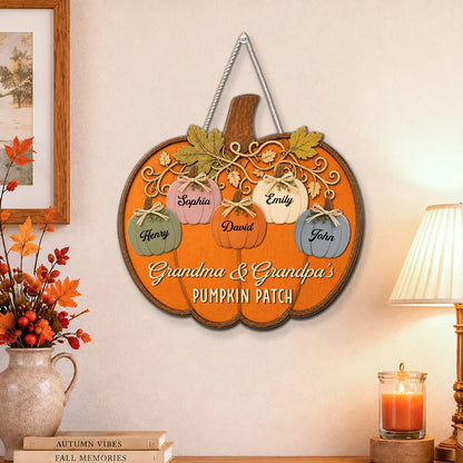 Personalized Wooden Sign, Grandma & Grandpa's Pumpkin Patch, Unique Autumn Gift for Grandparents