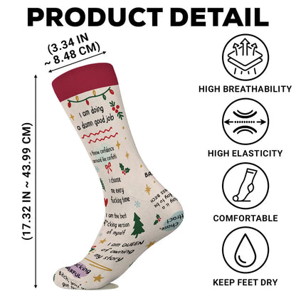 Personalized Crew Socks with Humorous Self Love Quotes, Creative Confidence Gift for Her