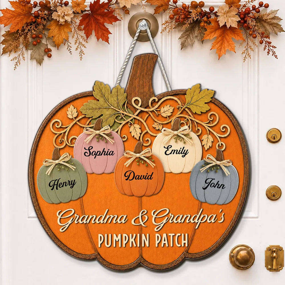 Personalized Wooden Sign, Grandma & Grandpa's Pumpkin Patch, Unique Autumn Gift for Grandparents