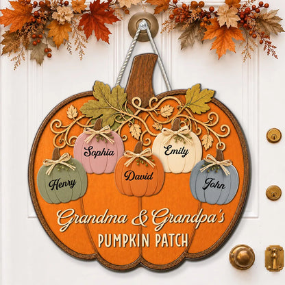 Personalized Wooden Sign, Grandma & Grandpa's Pumpkin Patch, Unique Autumn Gift for Grandparents