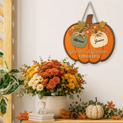 Personalized Wooden Sign, Grandma & Grandpa's Pumpkin Patch, Unique Autumn Gift for Grandparents
