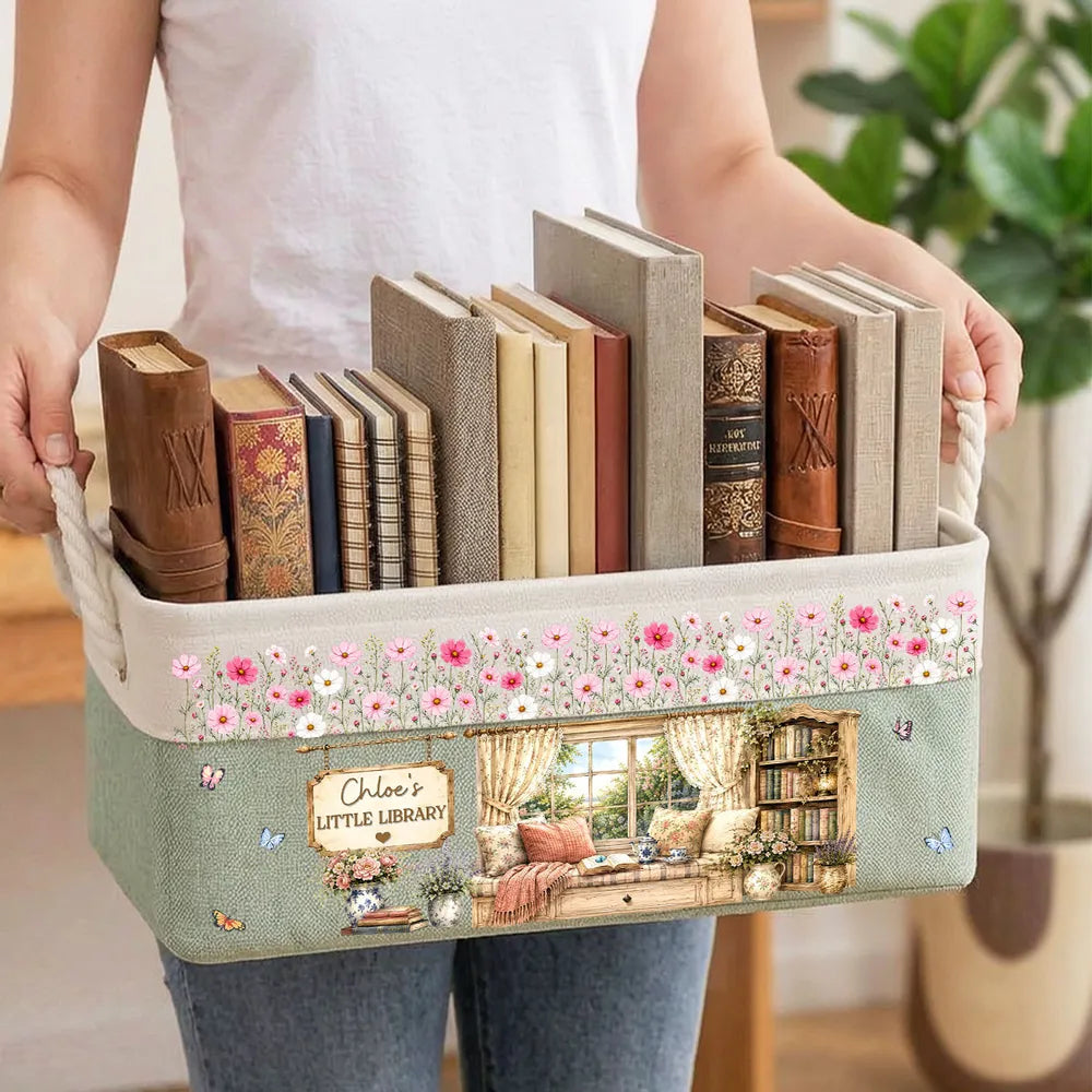 Cotton Linen Rope Basket, Personalized Cozy Reading Corner Design, Creative Gift for Readers