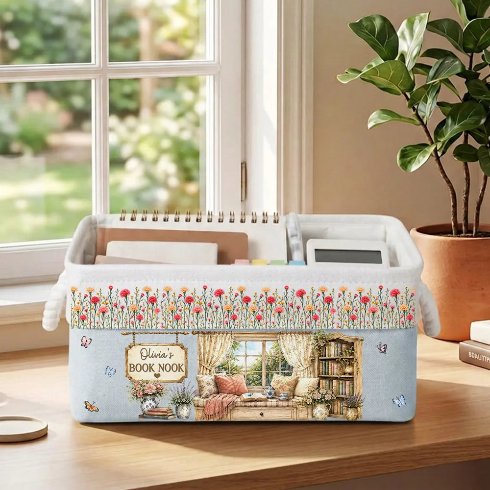 Cotton Linen Rope Basket, Personalized Cozy Reading Corner Design, Creative Gift for Readers
