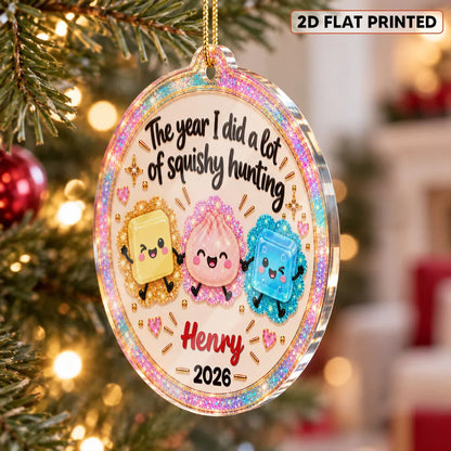 Personalized Acrylic Ornament, Colorful Squishy Hunting Design for Christmas Trees, Unique Gift for Kids
