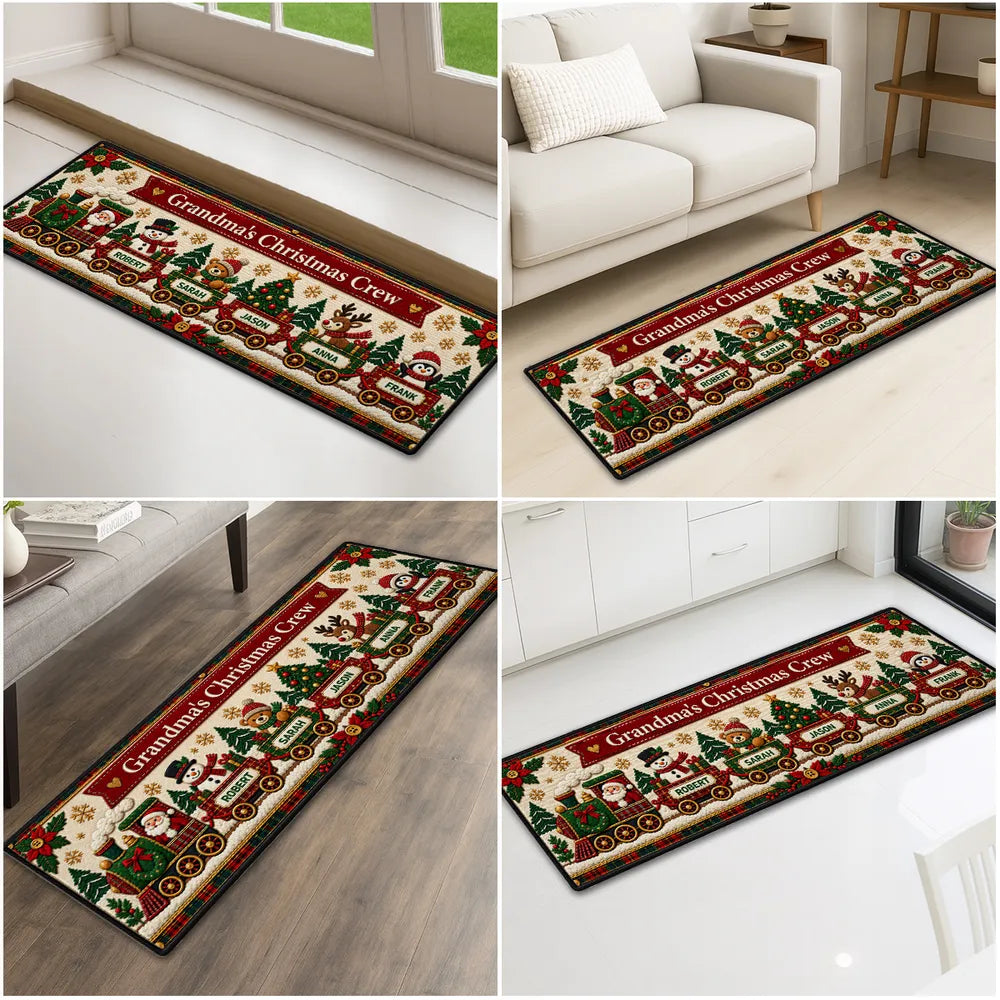 Standard Doormat with Grandma's Christmas Crew Train, Personalized Family Keepsake and Creative Christmas Gift