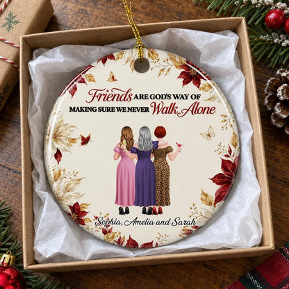 Personalized Ceramic Ornament, Coffee Loving Friends Arm in Arm, Heartfelt Creative Gift for Best Friend