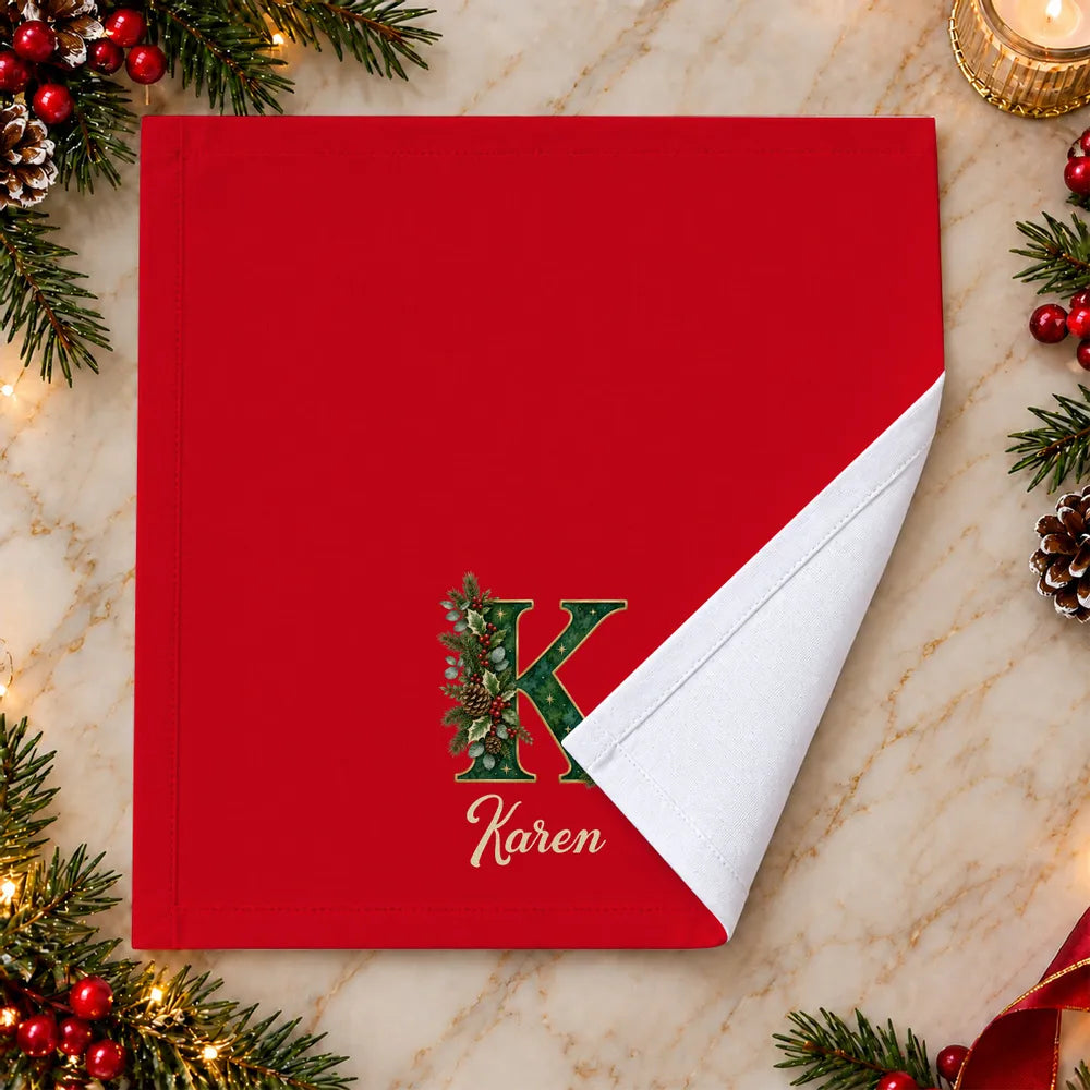 Personalized Reusable Cotton Napkin, Warm Red Holiday Table Decor, Creative Gift for Family Gatherings