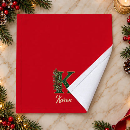 Personalized Reusable Cotton Napkin, Warm Red Holiday Table Decor, Creative Gift for Family Gatherings
