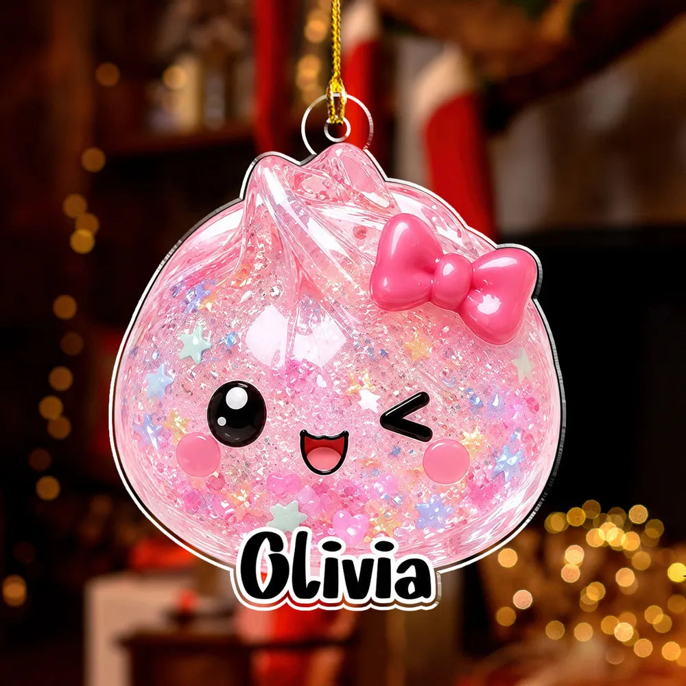 Personalized Cute Dumpling Acrylic Ornament, Colorful Christmas Tree Decor, Unique Gift for Family