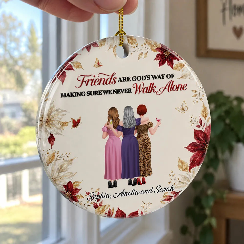 Personalized Ceramic Ornament, Coffee Loving Friends Arm in Arm, Heartfelt Creative Gift for Best Friend