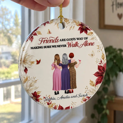 Personalized Ceramic Ornament, Coffee Loving Friends Arm in Arm, Heartfelt Creative Gift for Best Friend