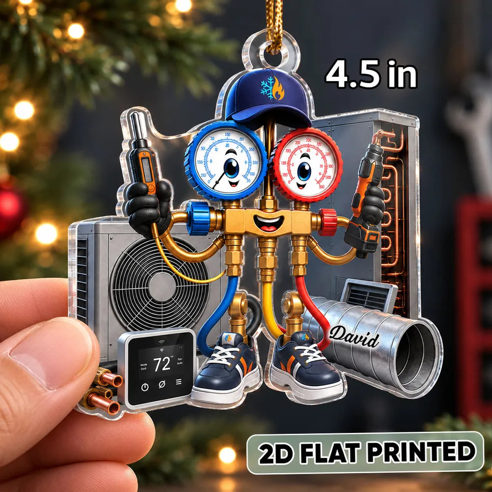 Personalized Acrylic Ornament, Cheerful HVAC Tools, Creative Gift Celebrating a Technician's Trade Pride