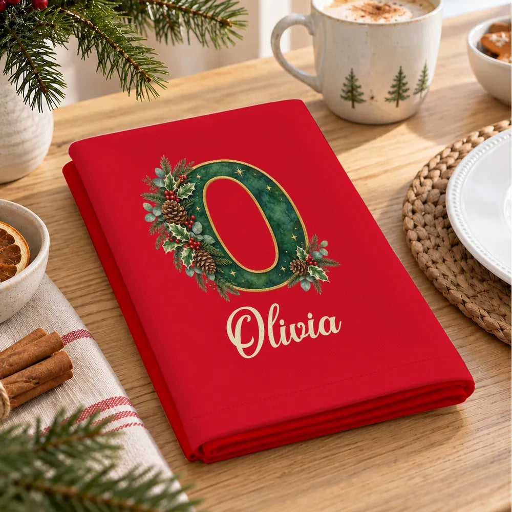 Personalized Reusable Cotton Napkin, Warm Red Holiday Table Decor, Creative Gift for Family Gatherings