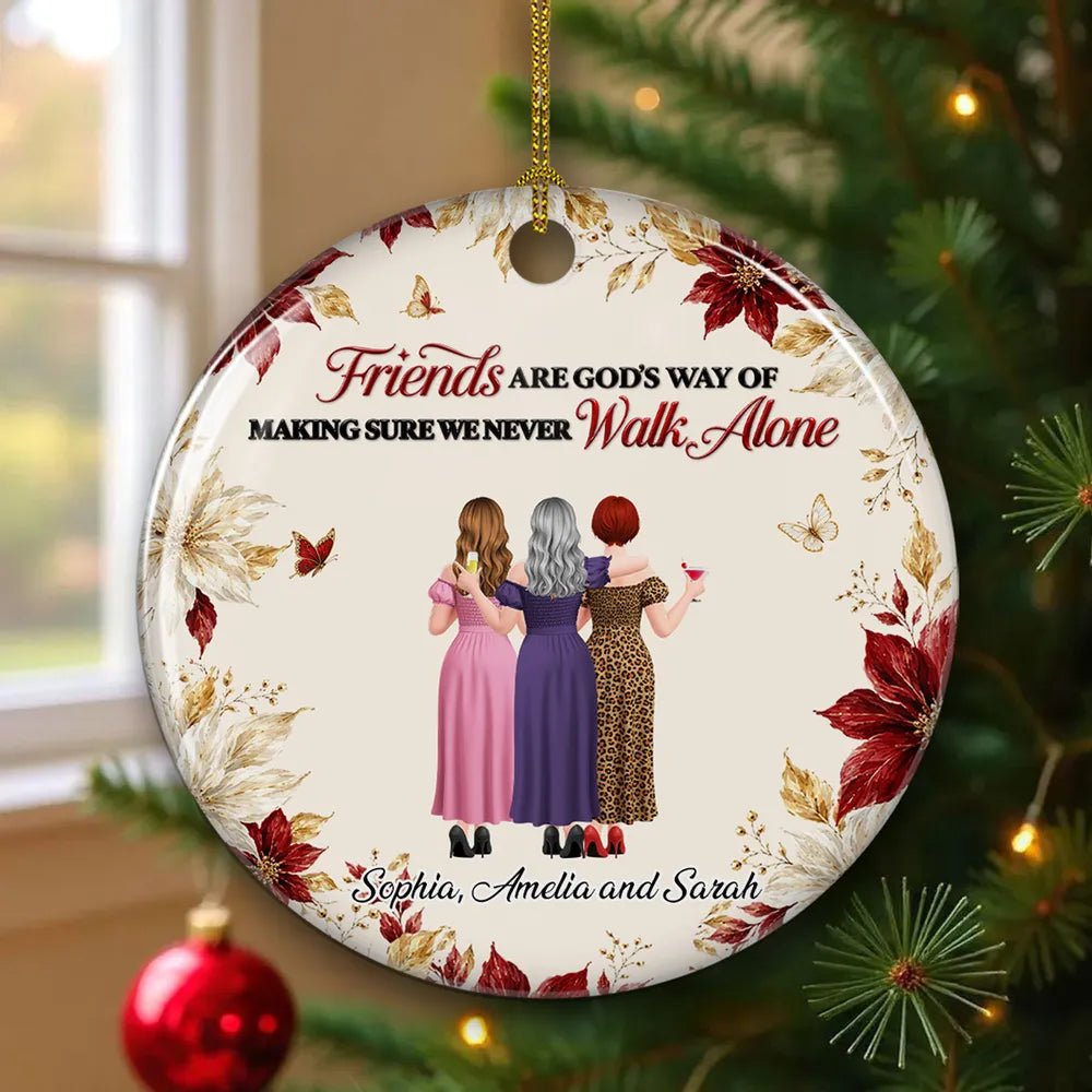 Personalized Ceramic Ornament, Coffee Loving Friends Arm in Arm, Heartfelt Creative Gift for Best Friend