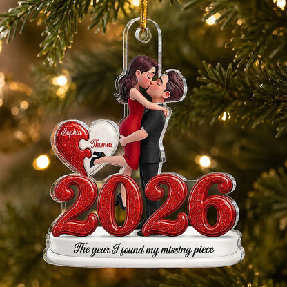 Personalized Acrylic Ornament, Embracing Couple and Missing Piece Quote, Creative Gift for Couples