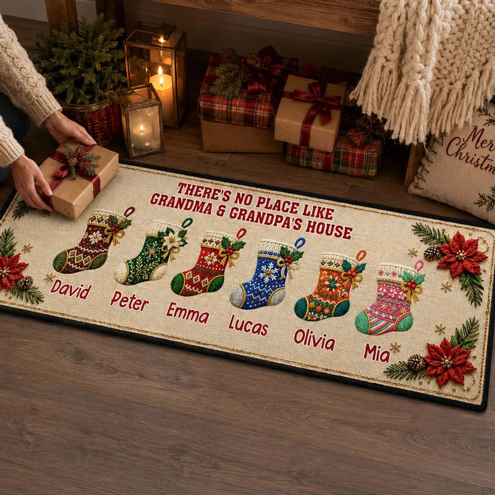 Grandma's Christmas Crew Standard Doormat, Personalized Family Welcome, Unique Christmas Gift for Grandma