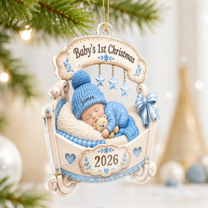 Baby's First Christmas Acrylic Ornament, Personalized Sleeping Newborn Keepsake, Creative Gift for Family