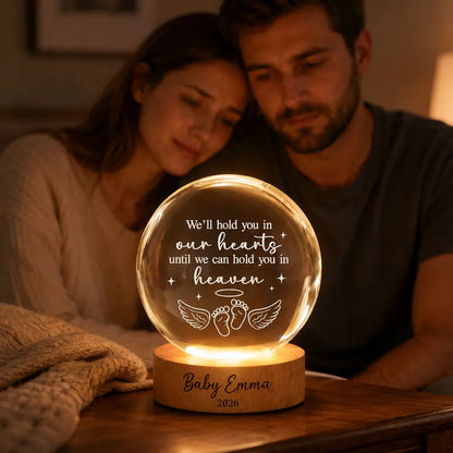 Personalized Globe Lamp with Angel Baby Footprints, Warm Memorial Decor, Unique Gift for Grieving Parents