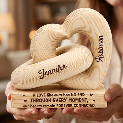 Personalized Heart Sculpture With Base, Intertwined Hearts, Unique Gift for Couples