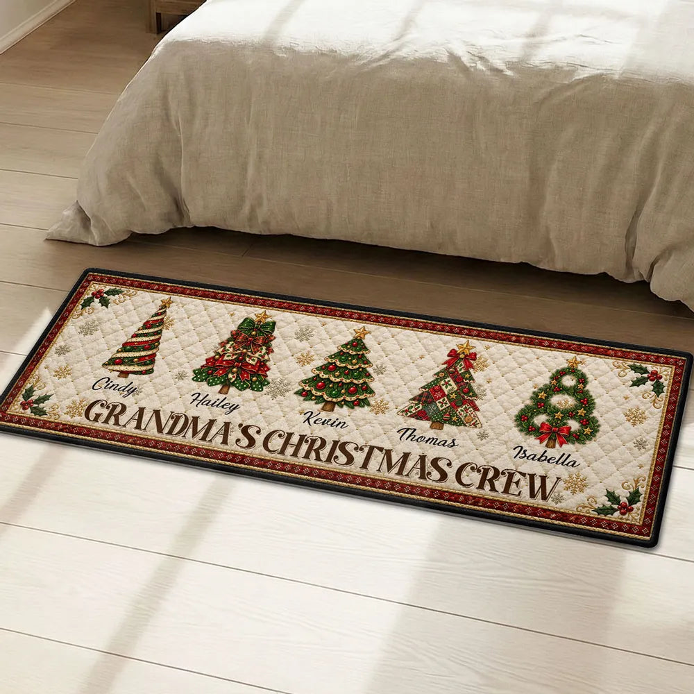 Standard Doormat with Grandma's Christmas Crew Trees, Personalized Creative Gift for a Warm Family Welcome