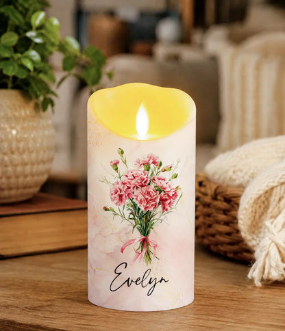 Personalized You Are Loved Flameless LED Candle, Warm Floral Keepsake and Creative Gift for Granddaughter from Grandma