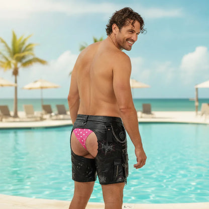 Personalized Men's Beach Shorts, Skull Drip Print for Laughing with Friends at a Beach Bar, Unique Gift for Him