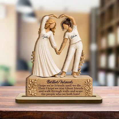 Besties Forever Personalized Wooden Plaque, Friends Making a Heart, Creative Friendship Gift