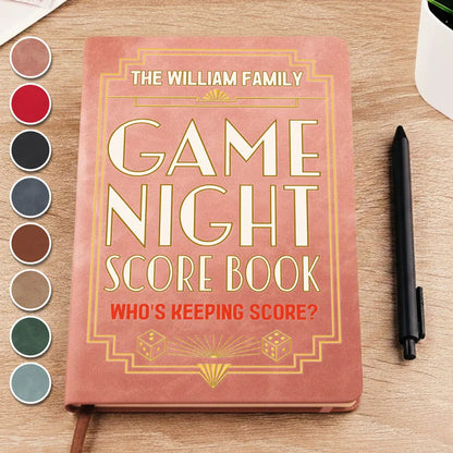 Leather Journal, Personalized Family Game Night Log for Shared Memories, Creative Gift for Game Lovers
