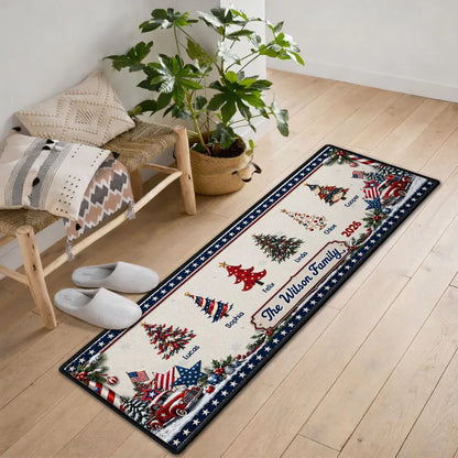 Personalized Standard Doormat, Vintage Trucks and Christmas Trees for a Warm Family Welcome, Creative Gift for Family