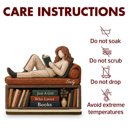2-Layer Wooden Plaque, Personalized Reader Relaxing With a Book, Heartfelt Creative Gift for Book Lovers