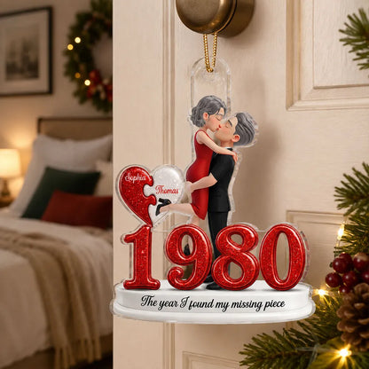 Personalized Acrylic Ornament, Embracing Couple and Missing Piece Quote, Creative Gift for Couples