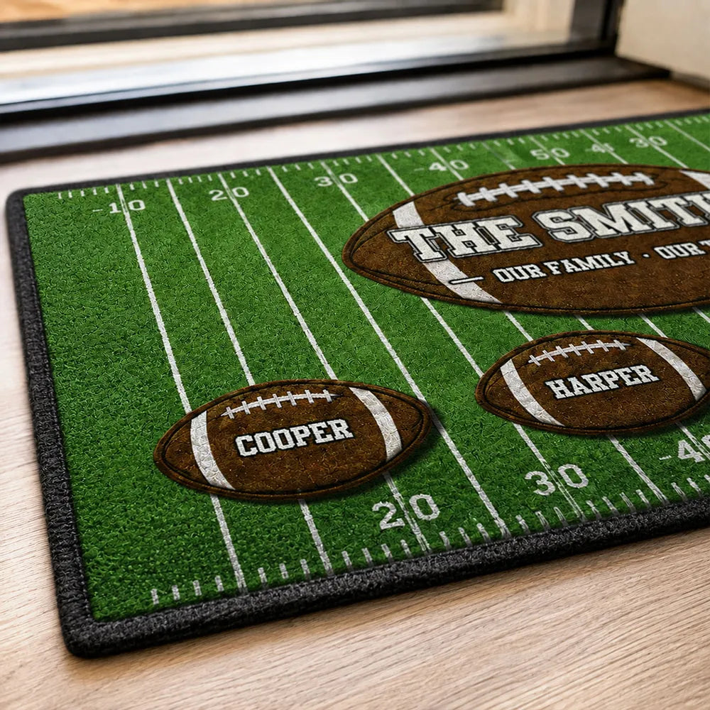 Our Family Our Team Personalized Standard Doormat, Creative Gift for American Football Fans